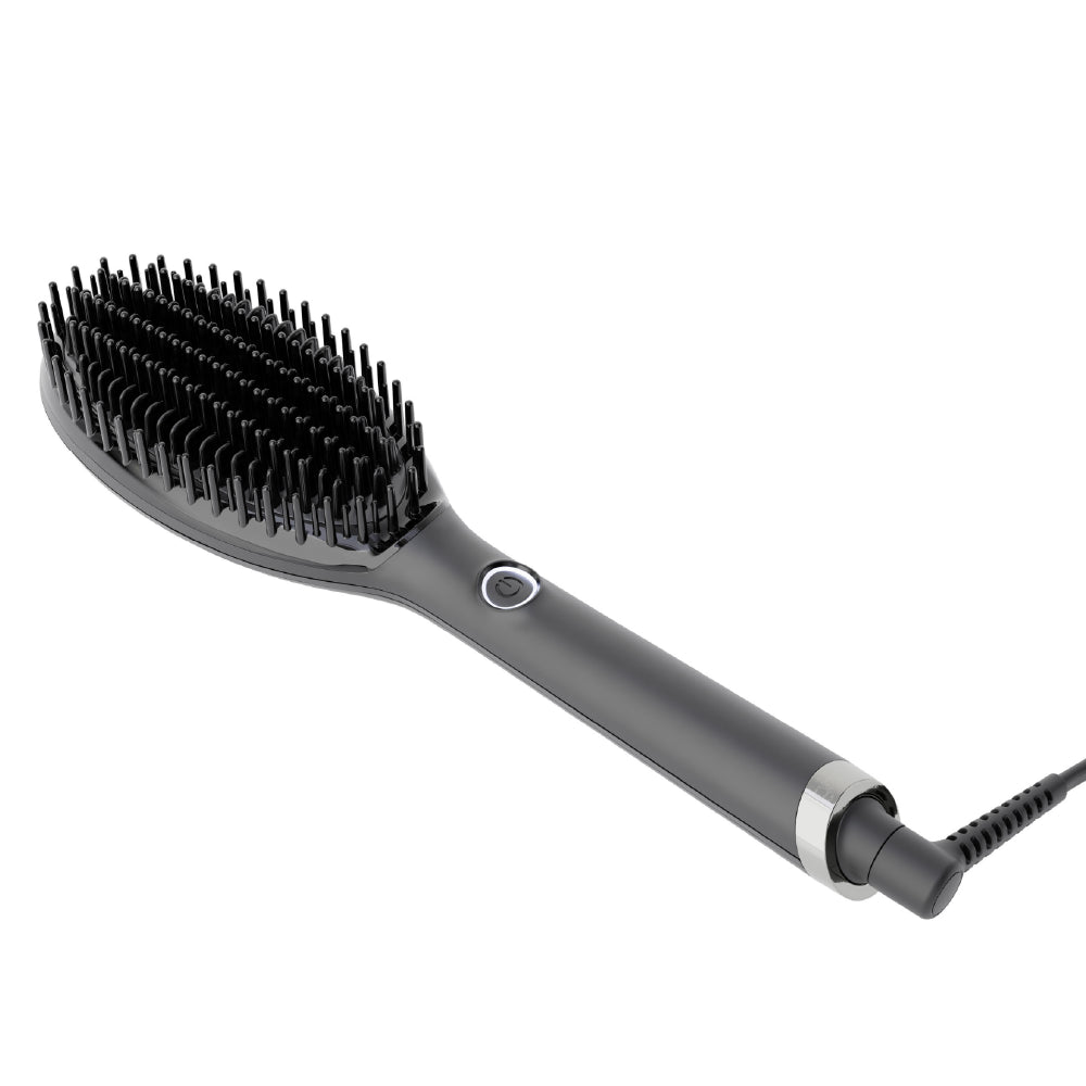 Gray hairbrush with bristle head on a white background