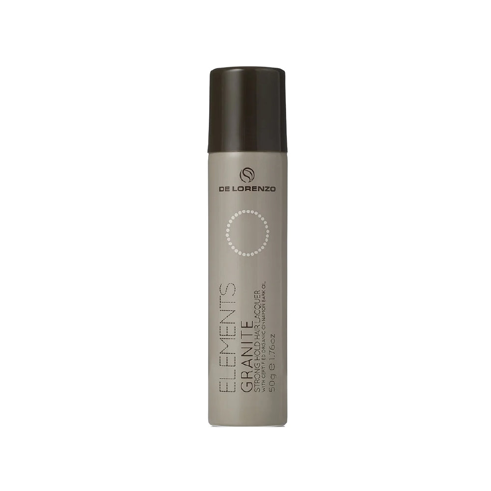 DE LORENZO ELEMENTS GRANITE STRONG HOLD HAIR LACQUER TRAVEL SIZE 50G