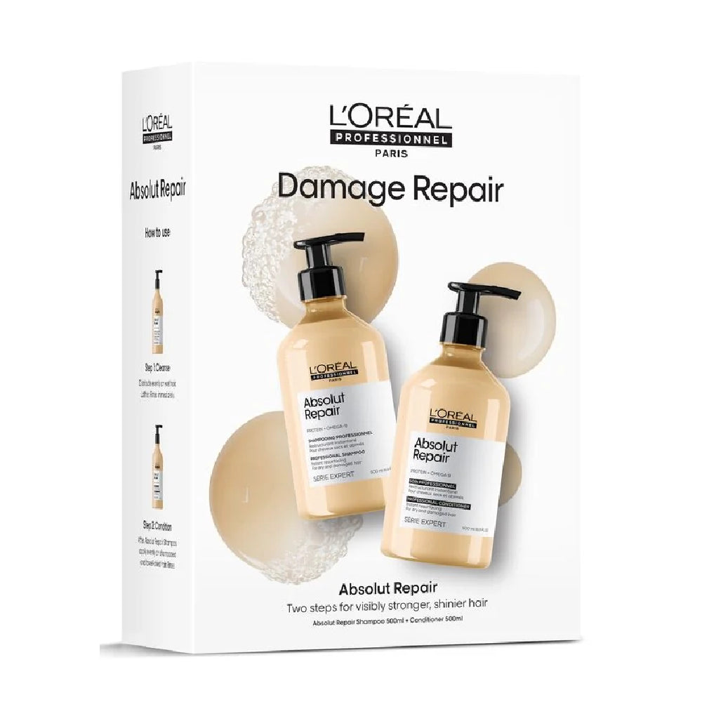 SEASONAL L’ORÉAL PROFESSIONNEL SERIE EXPERT ABSOLUT REPAIR SHAMPOO & CONDITIONER DUO 500ML 
