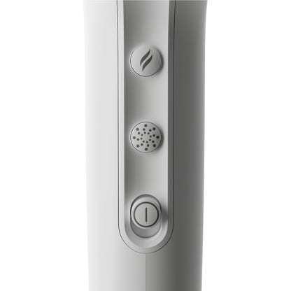 Close-up of a modern electronic device with control buttons on a white background